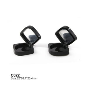 round corner black compact powder container