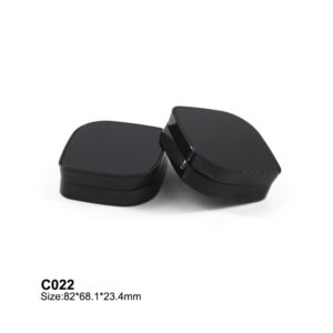 round corner black compact powder container