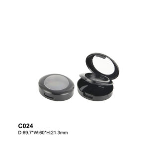 elliptical black double layer compact powder case