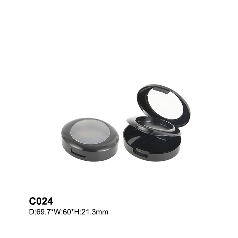 elliptical black double layer compact powder case
