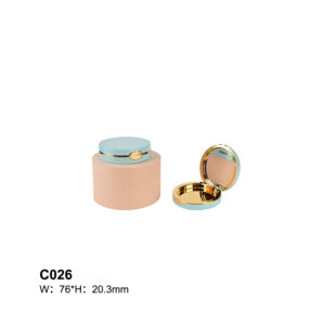 round blue compact powder container