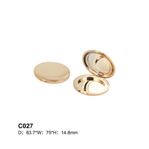 round rose golden compact powder case