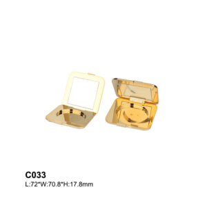 square golden compact powder container