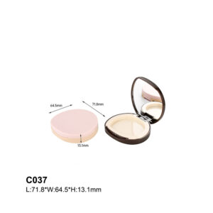 round pink powder compact container
