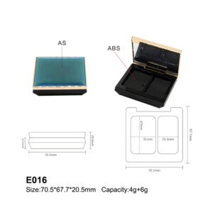 square golden blue eyeshadow case
