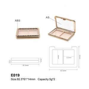 square rose golden two colors eyeshadow case