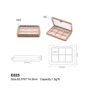 rectangular rose golden six colors eyeshadow case