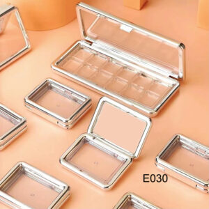 Custom rectangular silver transparent eyeshadow case