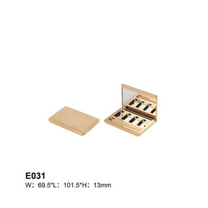 rectangular golden three colors eyeshadow case