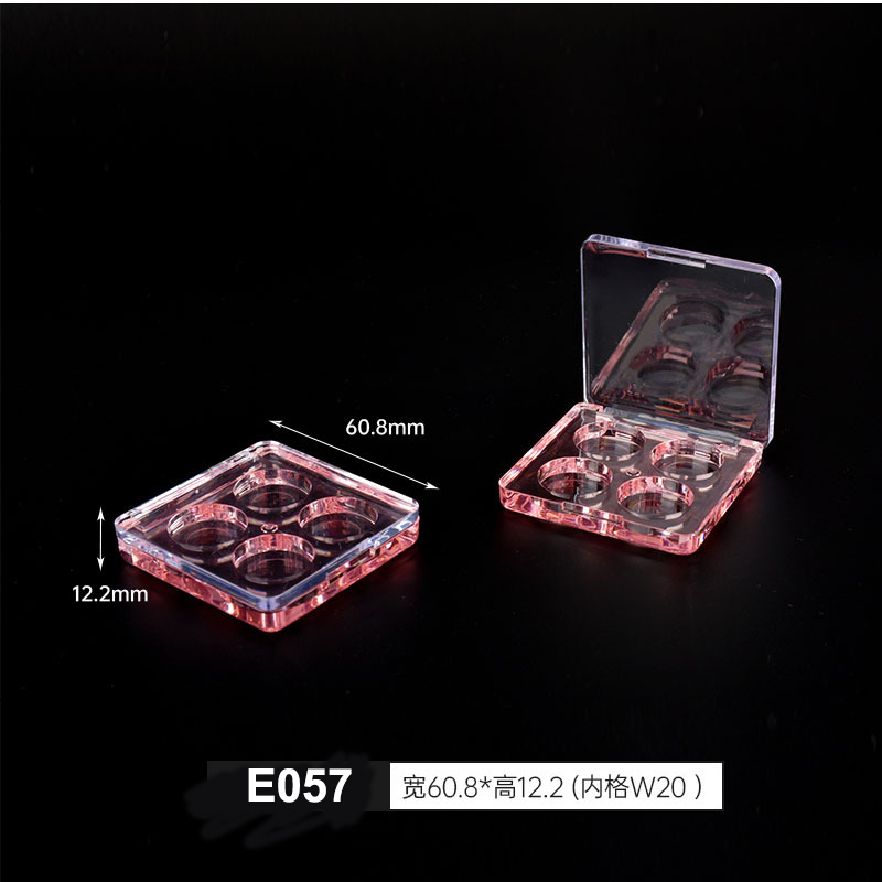 square transparent pink four colors eyeshadow case