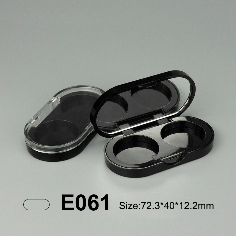 oval black two colors eyeshadow case