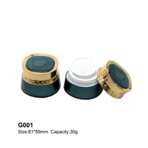 round golden dark green cream container