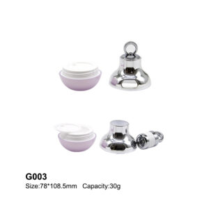 round purple cream jar with hook