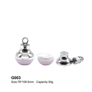 round purple cream jar with hook