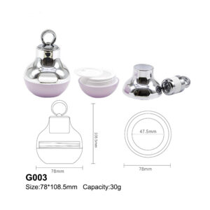 round purple cream jar with hook