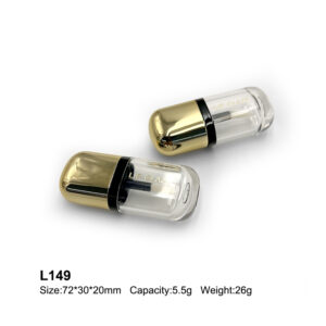 square golden transparent lip gloss tube