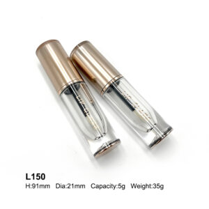 round golden transparent lip gloss tube with custom print