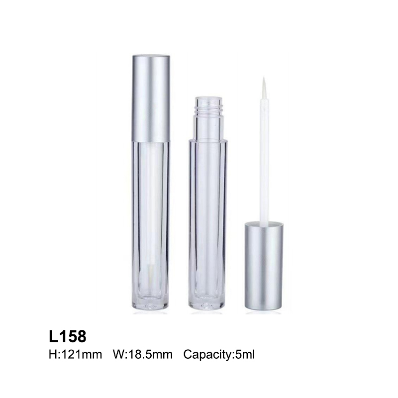cylindrical silver lip gloss tube