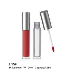 round silver red lip gloss tube