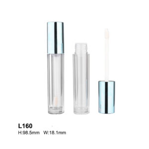 cylindrical blue transparent lip gloss tube