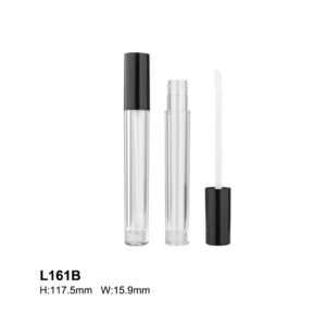 cylindrical black transparent lip gloss container