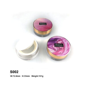 round purple loose powder case