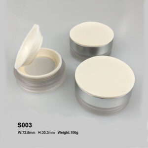 round silver loose powder container