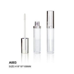round silver transparent lip gloss tube