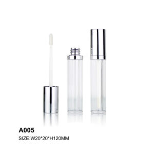 round silver transparent lip gloss container