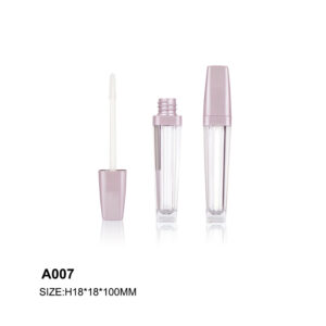 square purple transparent lip gloss tube