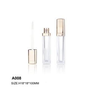 square golden transparent lip gloss tube