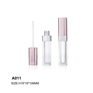square purple transparent lip gloss tube