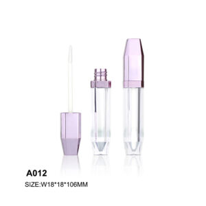 square purple transparent lip gloss packaging