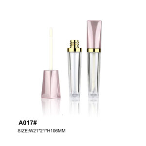 square rose golden lip gloss tube