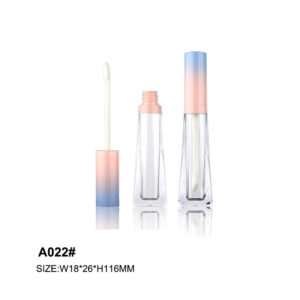 round blue gradient pink lip gloss tube