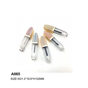 oval golden lip gloss tube with leather