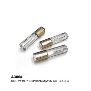 square golden transparent lip gloss tube