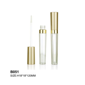 round golden transparent lip gloss tube