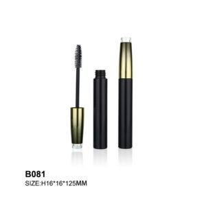 round golden black mascara bottle