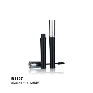 round silver black mascara tube