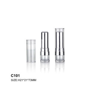 round transparent silver lipstick tube