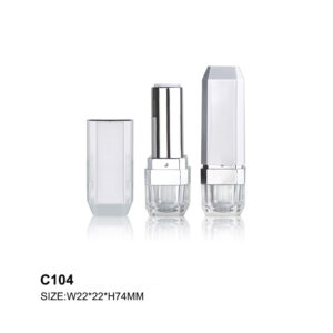 square silver transparent lipstick tube