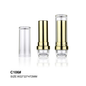round golden transparent lipstick tube
