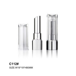 square silver transparent lipstick tube