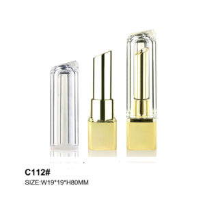 square golden transparent lipstick container