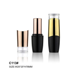 round golden black lipstick tube