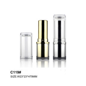 round silver  transparent lipstick tube