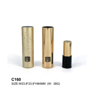 round golden lipstick tube with custom print