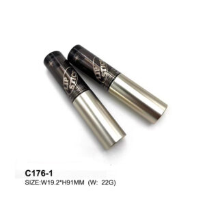 round silver black lipstick container