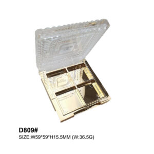 square transparent golden loose powder case